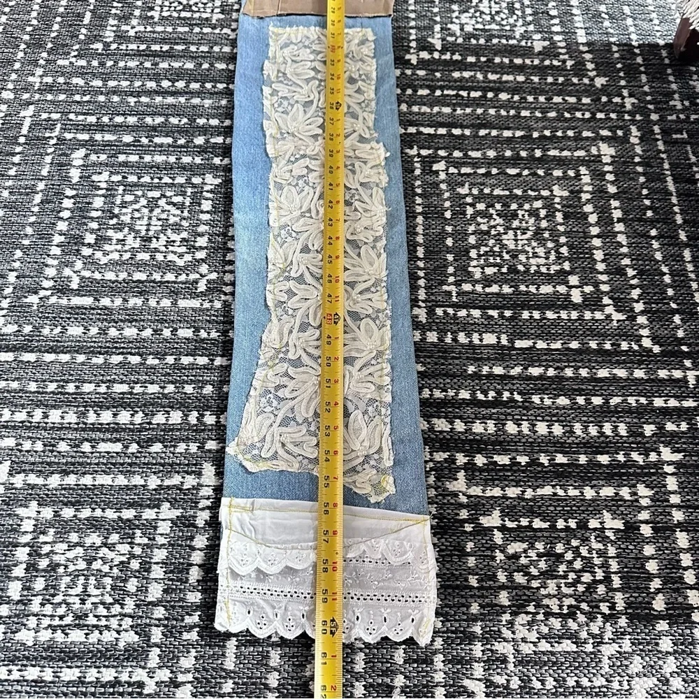 RUBYRUDI Denim Patchwork Scarf ARTISAN Handcrafted Upcycled OOAK Sustainable Art